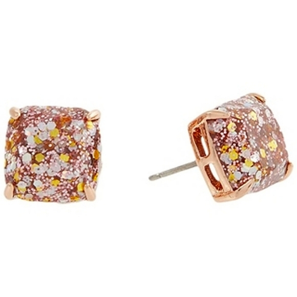 NEW Kate Spade Mini Small Square Stud Earrings in Rose Gold - Picture 2 of 6